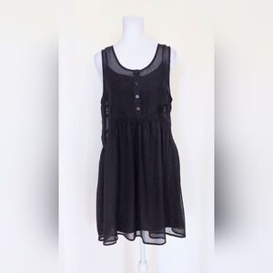 Express Sleeveless Layered Button Front Sheath Dress Black Size Medium